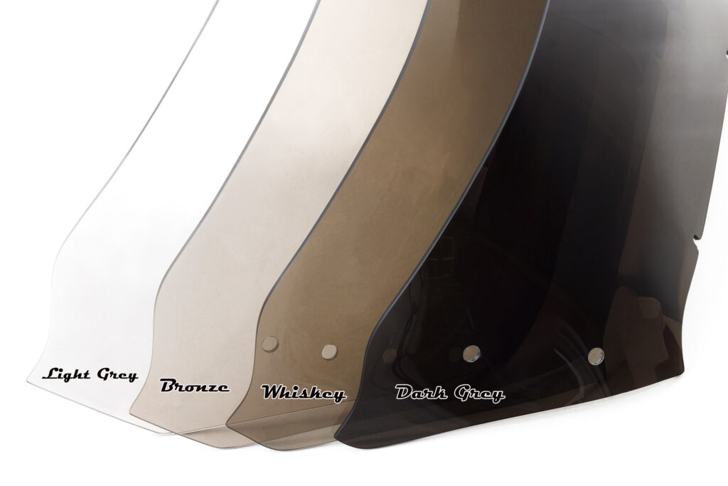 Motorcycle Windshield Tint Choices: Light Gray | Bronze | Whiskey | Dark Gray 2 Clearview Shields New Tints1
