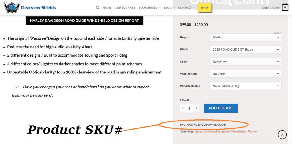 Product SKU instructions