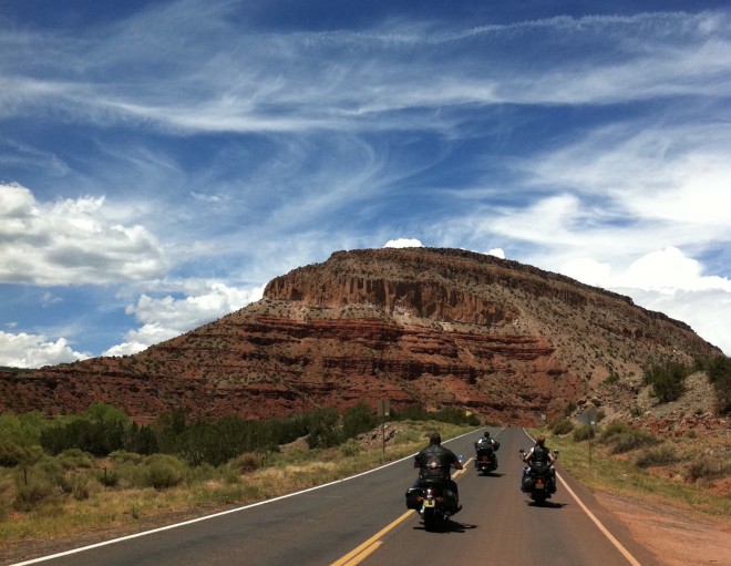 Motorcycle Riding During Covid-19, this is the BEST Time to Ride 4 motorcyclists riding on scenic arizona highway people traveling travel adventure