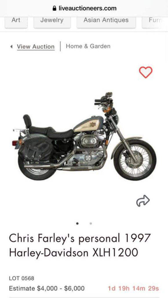 Chris Farley's Harley-Davidson up for Auction 4 chris farleys harley sold to tim meadows