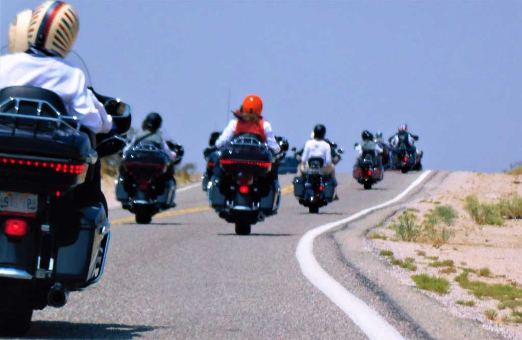 motorcycle bikers on a road trip