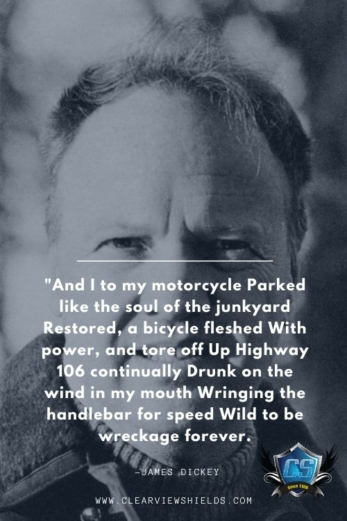 And I to my motorcycle Parked like the soul of the junkyard Restored a bicycle fleshed With power and tore off Up Highway 106 continually Drunk on the wind in my mouth