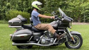 man riding with a newly installed motorcycle windshield