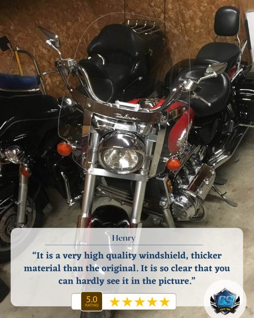 Best Motorcycle Windshields 12 It is a very high quality windshield thicker material than the original. It is so clear that you can hardly see it in the picture