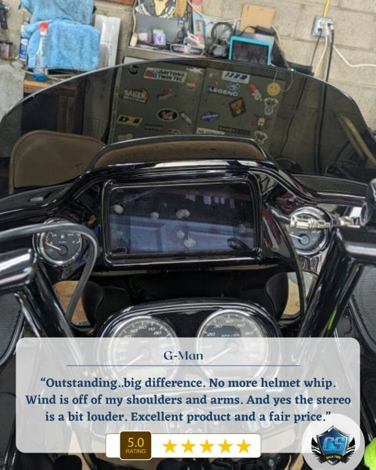 Best Motorcycle Windshields 14 Outstanding.big difference. No more helmet whip. Wind is off of my shoulders and arms. And yes the stereo is a bit louder Excellent product and a fair price